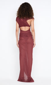 LEIA DRAPE MAXI DRESS - RUST