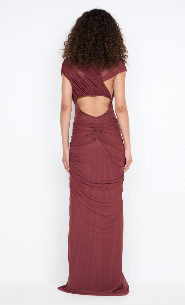LEIA DRAPE MAXI DRESS - RUST