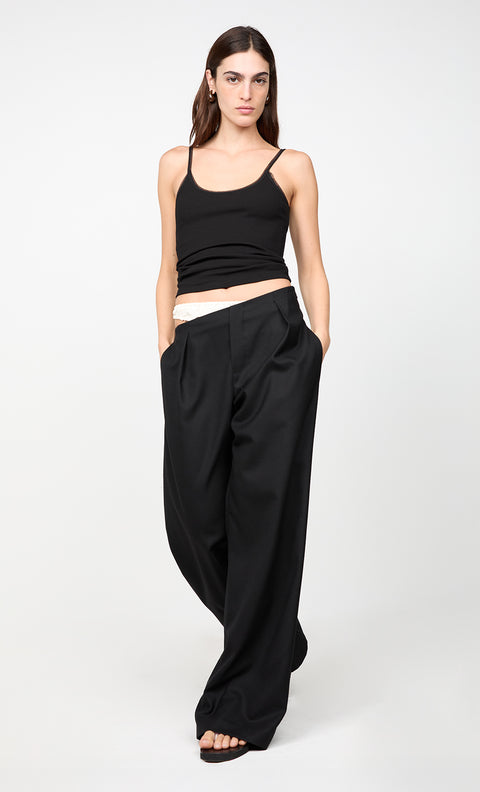 DEMI CONTRAST ASYM PANT - BLACK