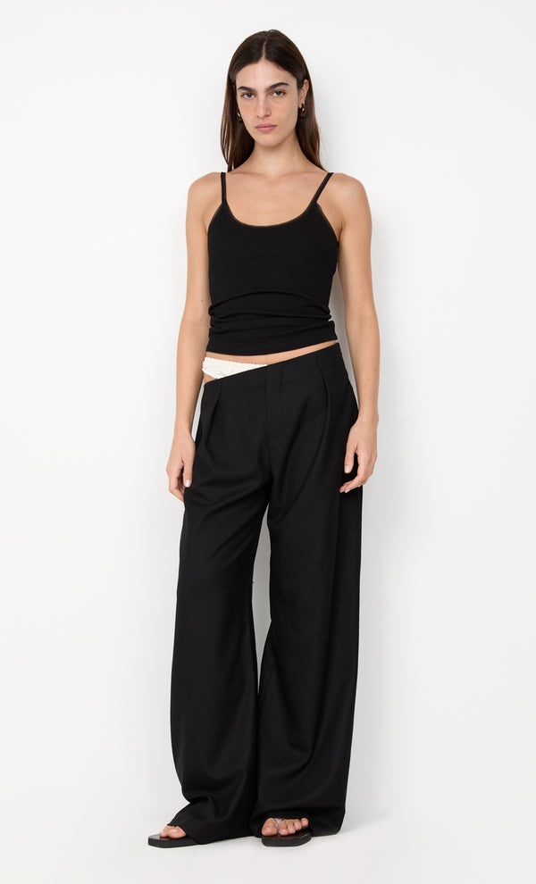 DEMI CONTRAST ASYM PANT - BLACK