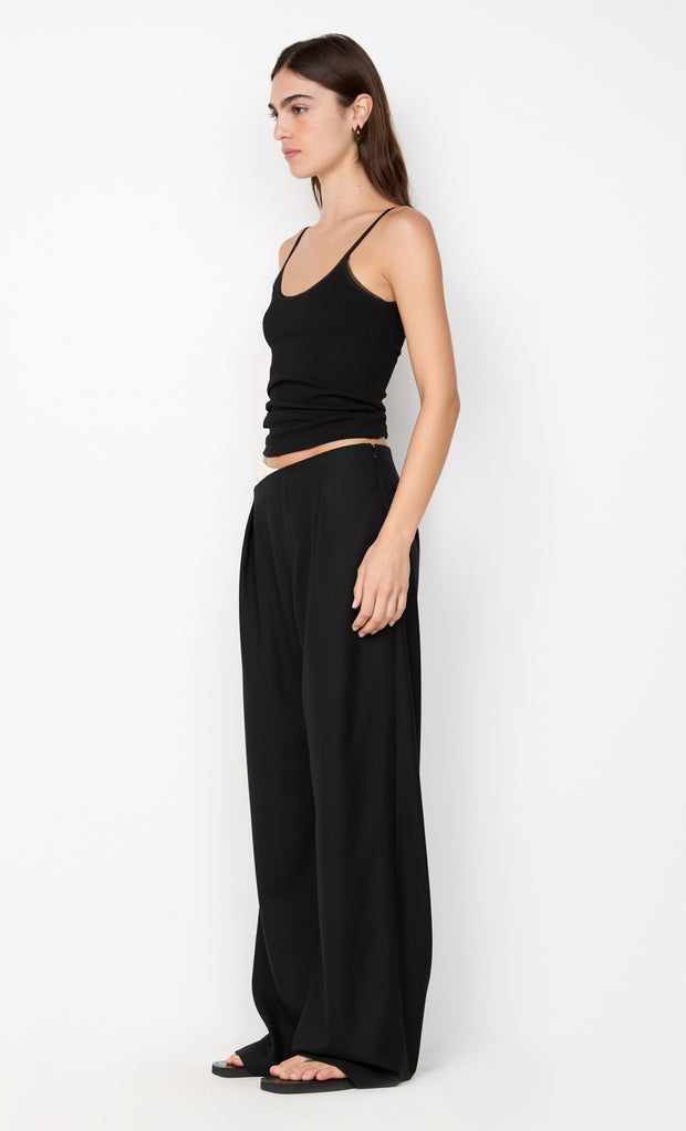 DEMI CONTRAST ASYM PANT - BLACK
