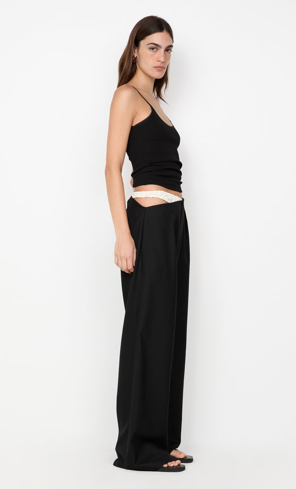 DEMI CONTRAST ASYM PANT - BLACK