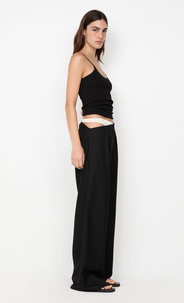 DEMI CONTRAST ASYM PANT - BLACK