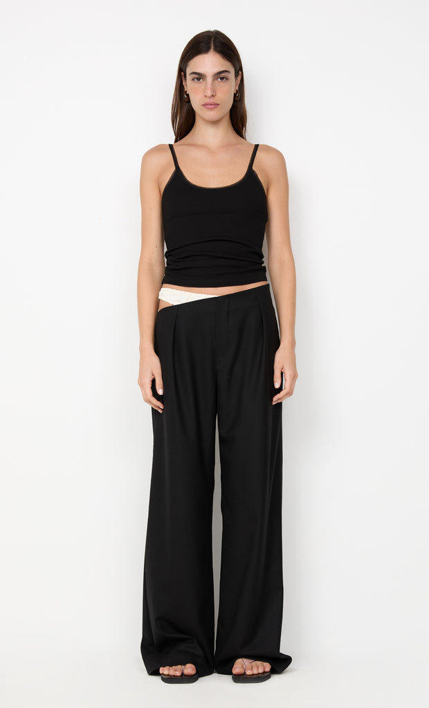 DEMI CONTRAST ASYM PANT - BLACK