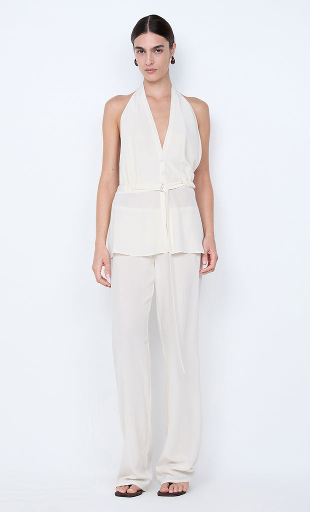LORA HALTER TOP - IVORY