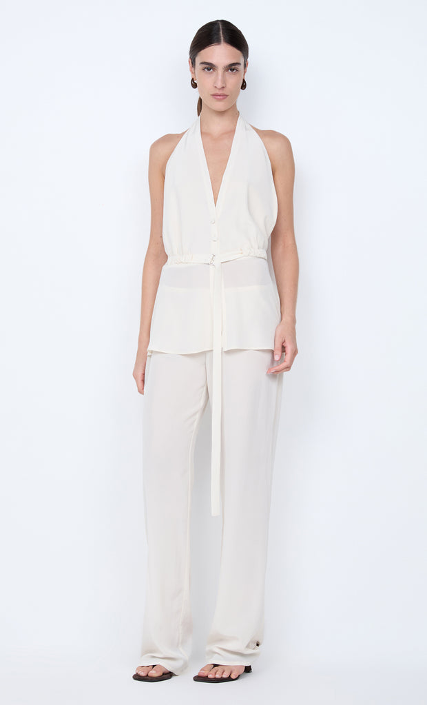 LORA HALTER TOP - IVORY