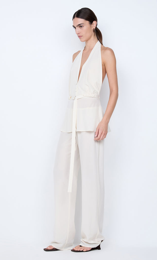 LORA HALTER TOP - IVORY
