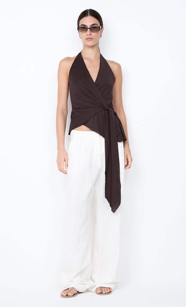 MIA HALTER TOP - DARK CHOCOLATE