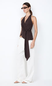 MIA HALTER TOP - DARK CHOCOLATE