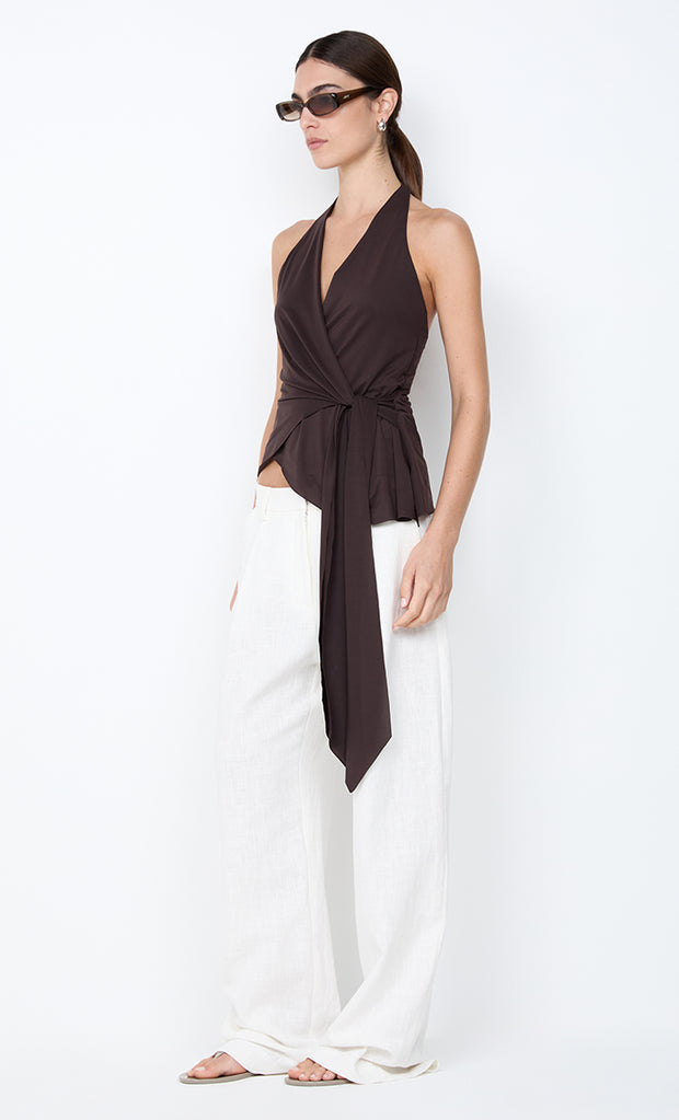 MIA HALTER TOP - DARK CHOCOLATE