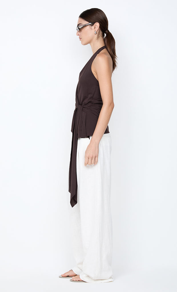 MIA HALTER TOP - DARK CHOCOLATE