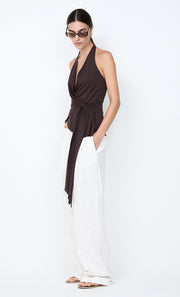 MIA HALTER TOP - DARK CHOCOLATE