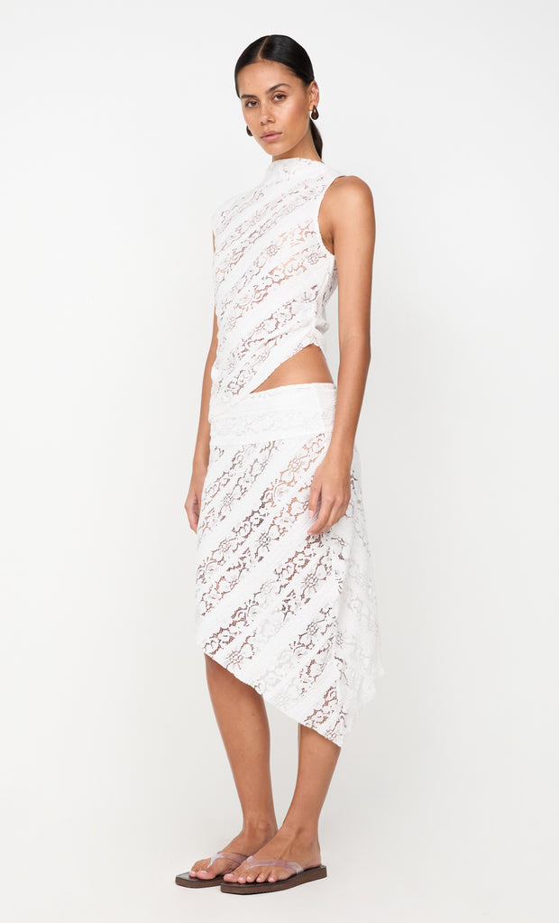 HENRIETTA ASYM SKIRT - WHITE