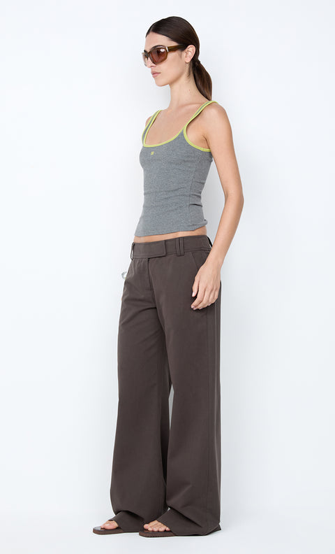 LANA SQUARE NECK TANK - GREY MARLE / LIME