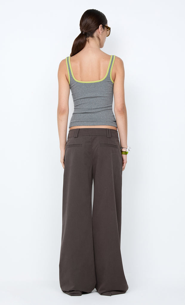 LANA SQUARE NECK TANK - GREY MARLE / LIME