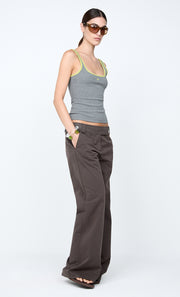 LANA SQUARE NECK TANK - GREY MARLE / LIME