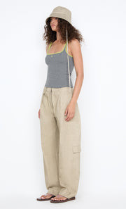 LANA SQUARE NECK TANK - GREY MARLE / LIME