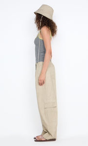 LANA SQUARE NECK TANK - GREY MARLE / LIME