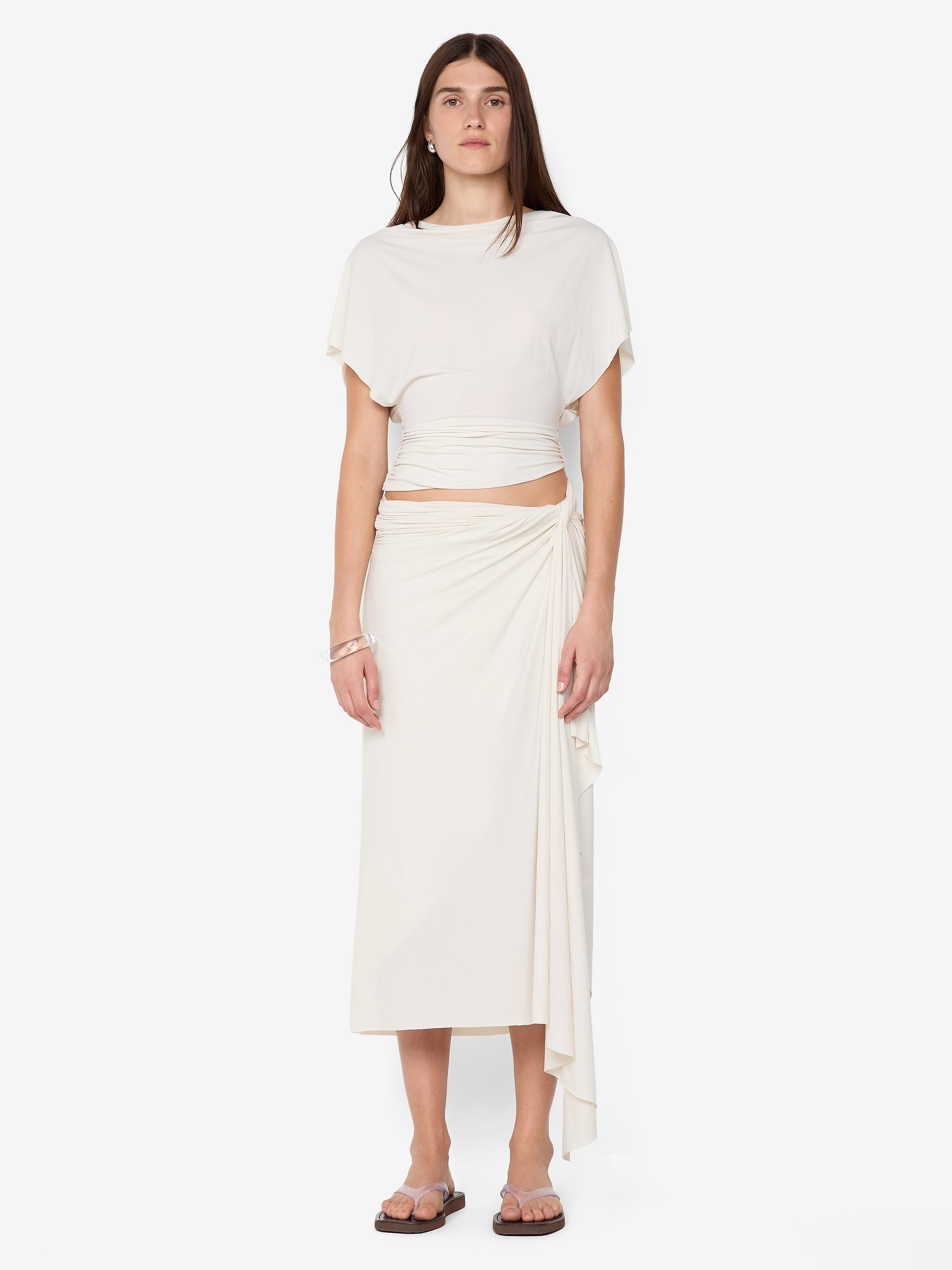 CLEMENTINE DRAPE SKIRT - VANILLA - BEC + BRIDGE