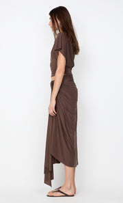 CLEMENTINE DRAPE SKIRT - MILK CHOCOLATE