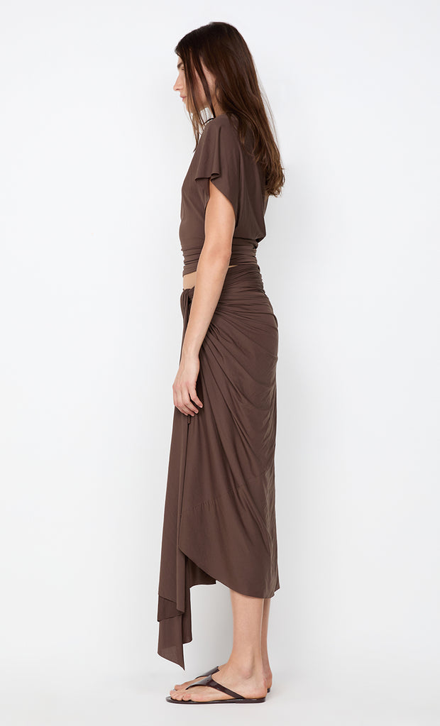 CLEMENTINE DRAPE SKIRT - MILK CHOCOLATE