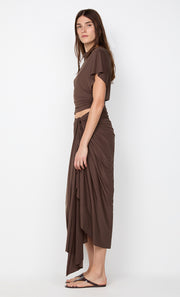 CLEMENTINE DRAPE SKIRT - MILK CHOCOLATE