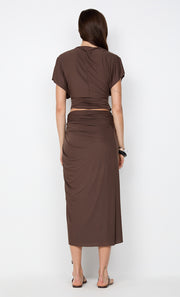 CLEMENTINE DRAPE SKIRT - MILK CHOCOLATE