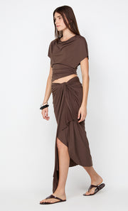 CLEMENTINE DRAPE SKIRT - MILK CHOCOLATE
