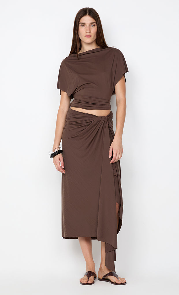 CLEMENTINE DRAPE SKIRT - MILK CHOCOLATE