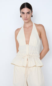 ASTRID HALTER TOP - ECRU