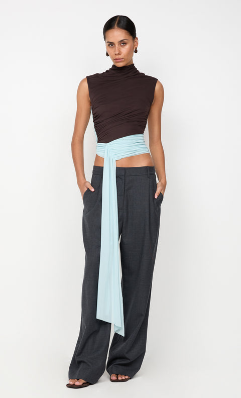 CONNI ASYM TOP - ARCTIC BLUE / DARK CHOC