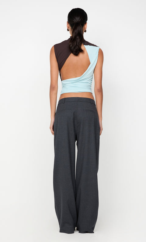 CONNI ASYM TOP - ARCTIC BLUE / DARK CHOC