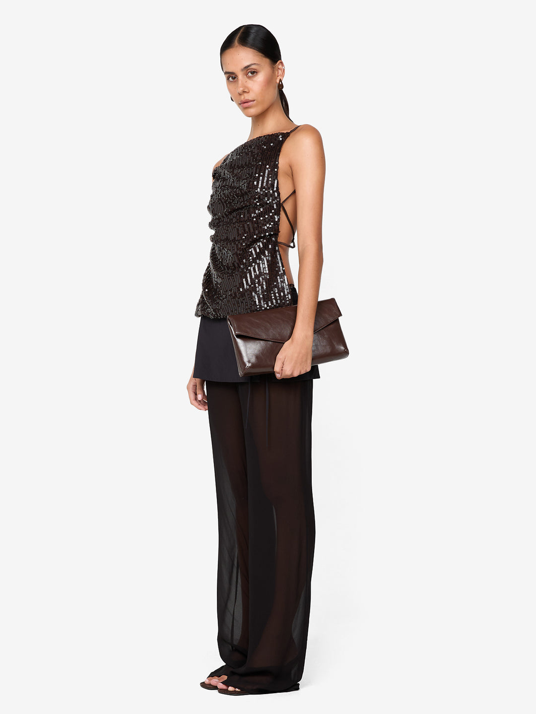 ROMILLY TIE TOP - DARK CHOCOLATE