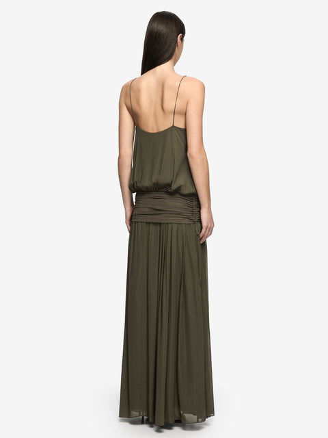 CAMILLE BLOUSON DRESS - DARK TWIG