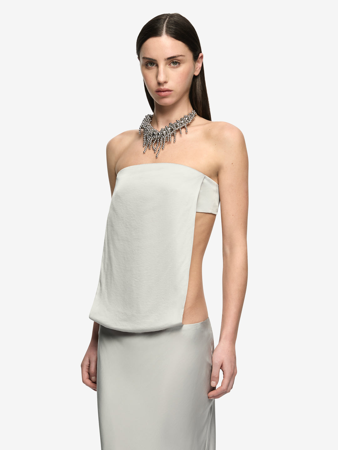 RENEE STRAPLESS MAXI DRESS - SILVER