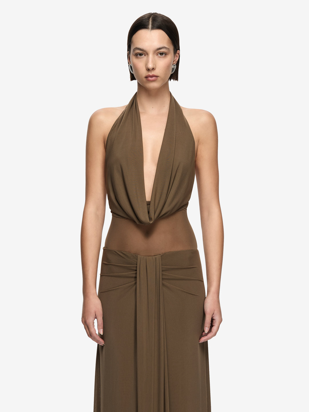 ISORA HALTER MAXI DRESS - LATTE