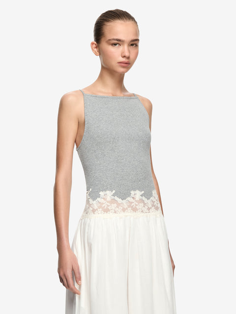 DELMARE MAXI DRESS - GREY/IVORY