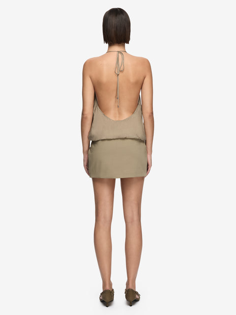 KIRA MINI DRESS - KHAKI