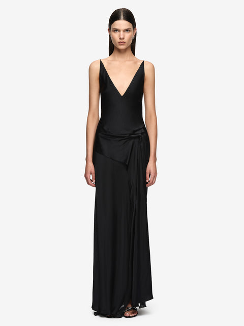 NALU DRAPE MAXI DRESS - BLACK
