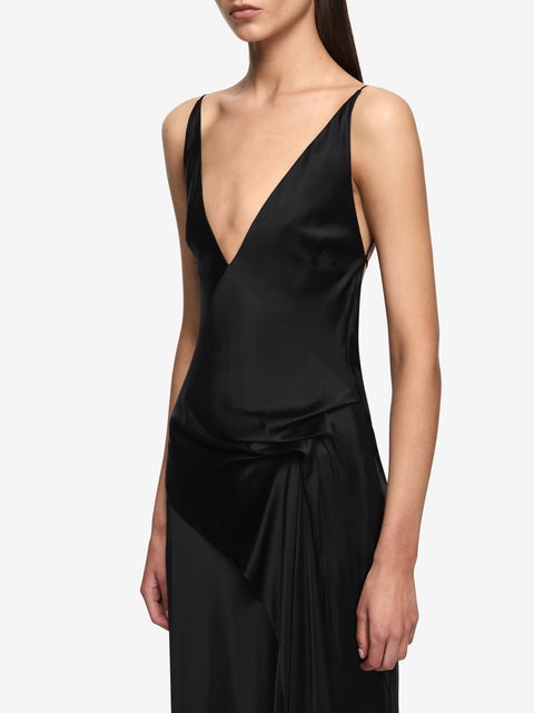 NALU DRAPE MAXI DRESS - BLACK