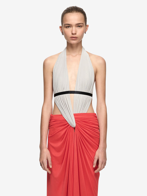 ANAYA CUT OUT MAXI DRESS  - DOVE GREY/FLAME/BLACK