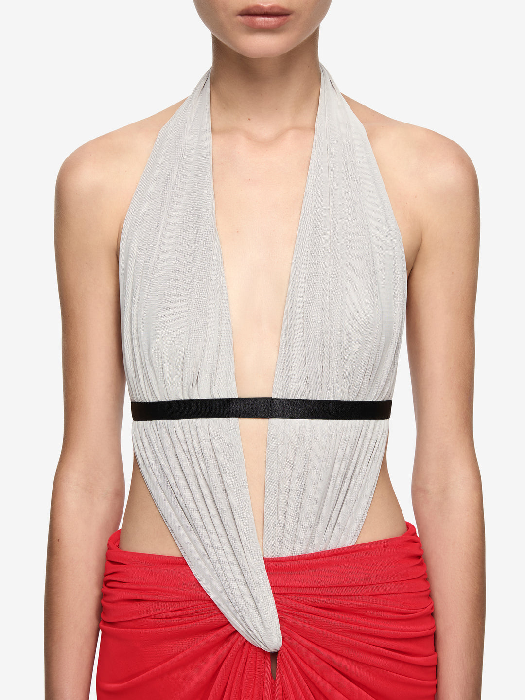 ANAYA CUT OUT MAXI DRESS  - DOVE GREY/FLAME/BLACK