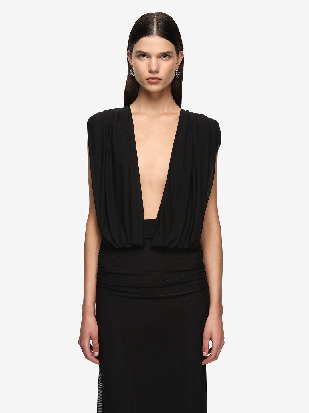 ISORA DRAPE MAXI DRESS - BLACK