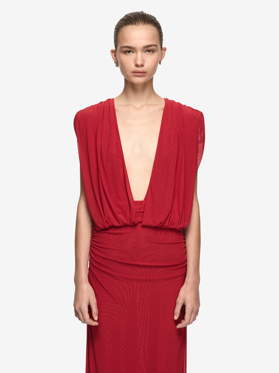 ISORA DRAPE MAXI DRESS - RUBY RED