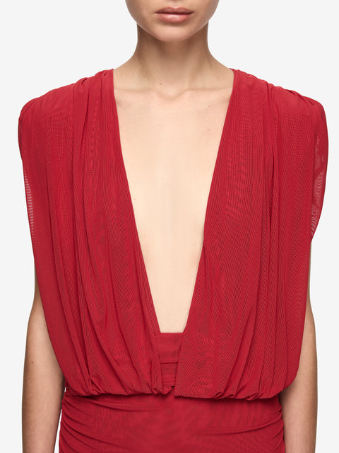 ISORA DRAPE MAXI DRESS - RUBY RED