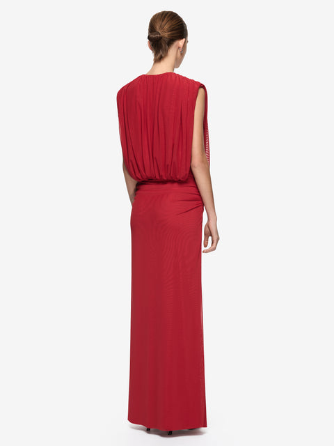 ISORA DRAPE MAXI DRESS - RUBY RED