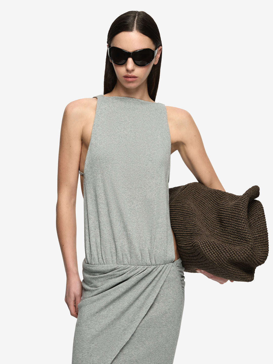NERIDA ASYM DRESS - GREY MARLE