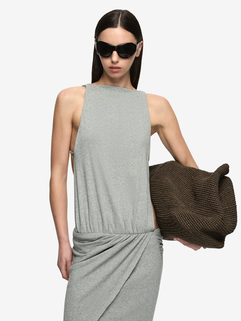 NERIDA ASYM DRESS - GREY MARLE