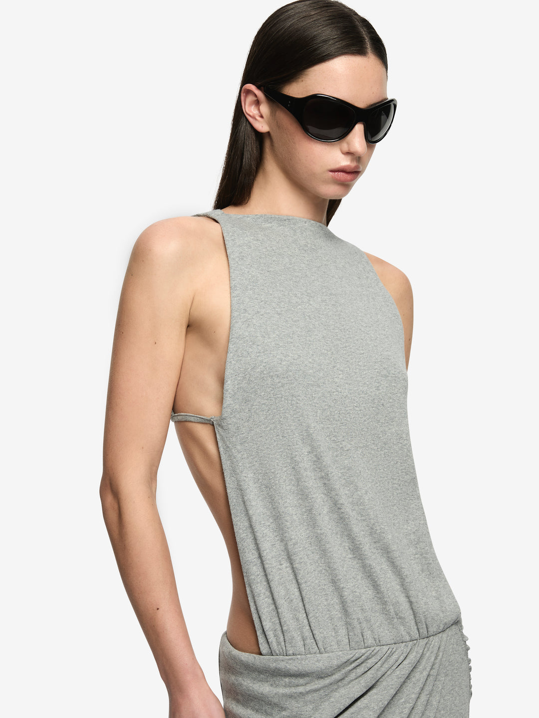 NERIDA ASYM DRESS - GREY MARLE