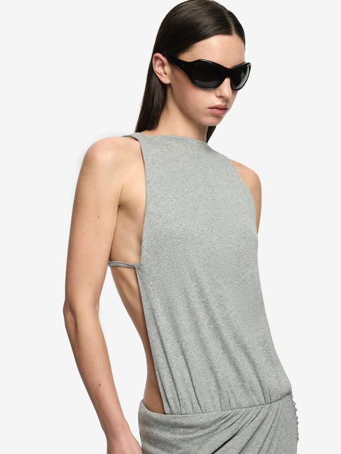 NERIDA ASYM DRESS - GREY MARLE